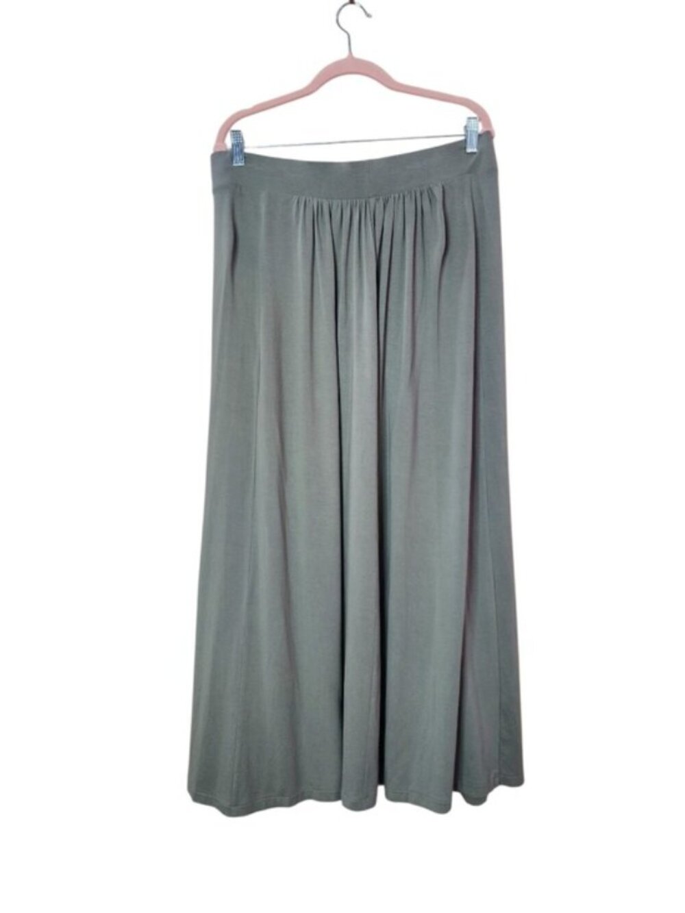 Chico’s Maxi Skirt Pockets Pale Sage Green Pull On Sz 2/large Boho Lagenlook - Picture 3 of 11